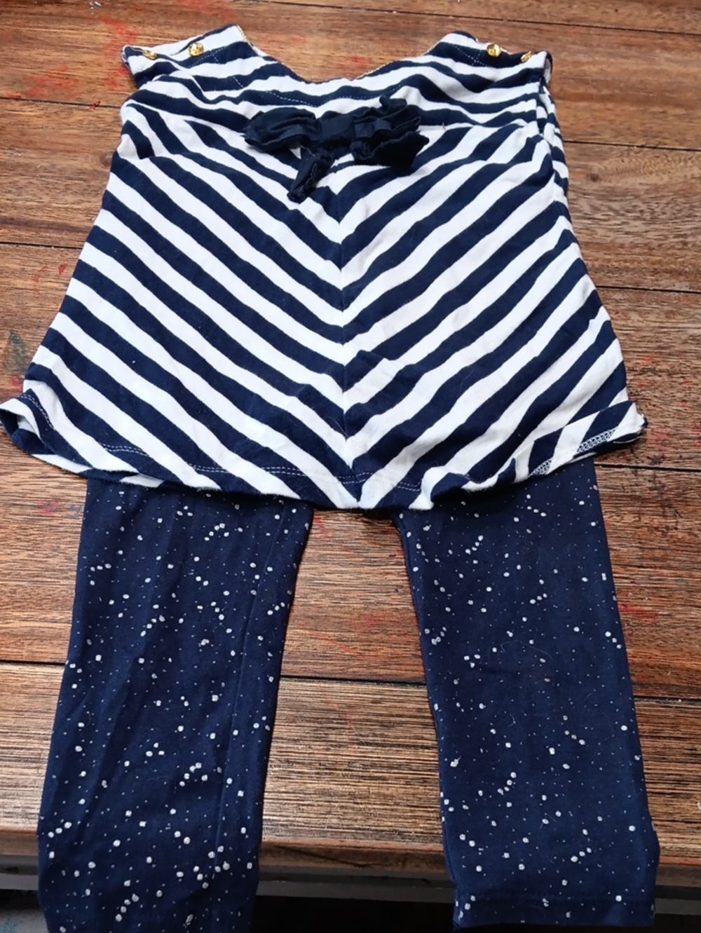 Navy & White Striped Shirt And Leggings for Girls.